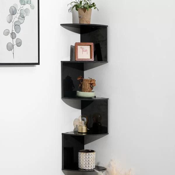 2/4/5 Layers Wooden PVC Corner Shelf Burlywood Storage Shelf Boho Home Decoration Floating Wall Organizer Room Decors Aesthetic - Image 2