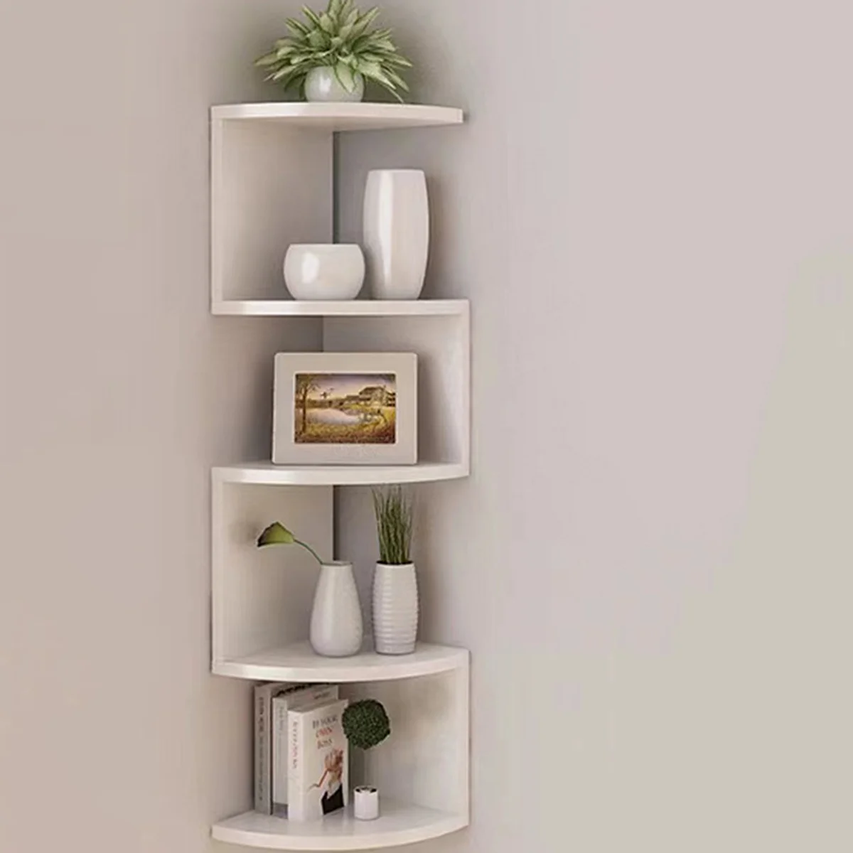 2/4/5 Layers Wooden PVC Corner Shelf Burlywood Storage Shelf Boho Home Decoration Floating Wall Organizer Room Decors Aesthetic - Image 1