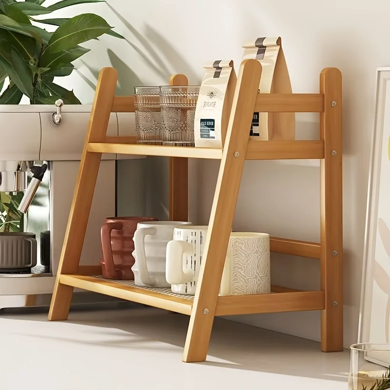 2-layer Imitation Rattan Storage Rack, Cup Storage Rack, Desktop Miscellaneous Water Cup Storage Rack - Image 2