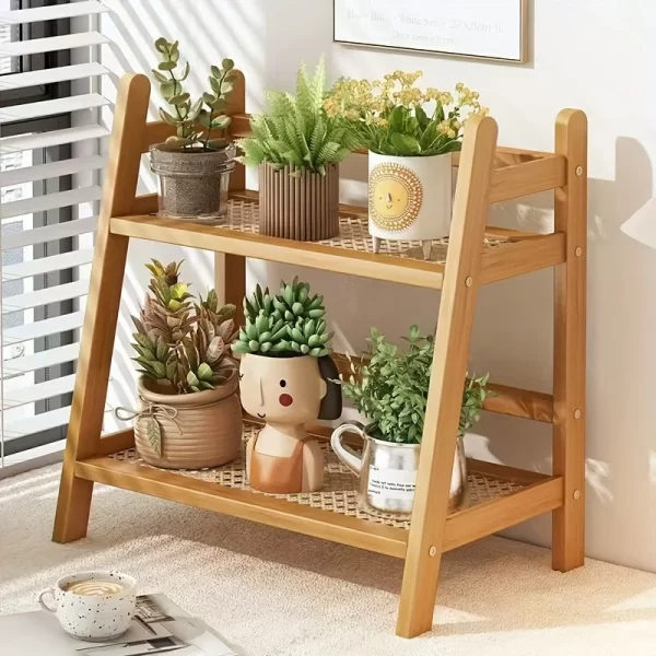 2-layer Imitation Rattan Storage Rack, Cup Storage Rack, Desktop Miscellaneous Water Cup Storage Rack - Image 4