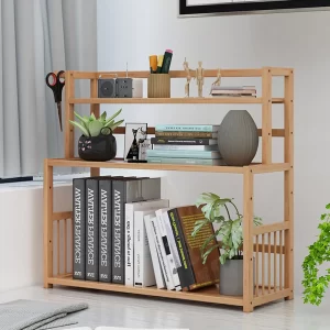 3-Layer Display Shelf Wooden Desktop Storage Rack Simple Tabletop Stand Storage Organizer For Home Decorative Office Bedroom - Image 2