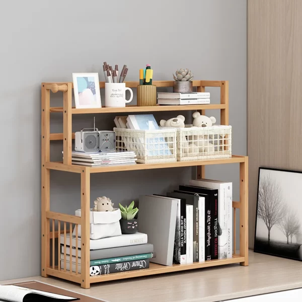 3-Layer Display Shelf Wooden Desktop Storage Rack Simple Tabletop Stand Storage Organizer For Home Decorative Office Bedroom - Image 4