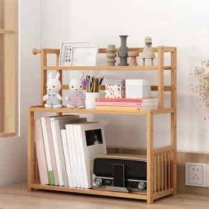 3-Layer Display Shelf Wooden Desktop Storage Rack Simple Tabletop Stand Storage Organizer For Home Decorative Office Bedroom - Image 5