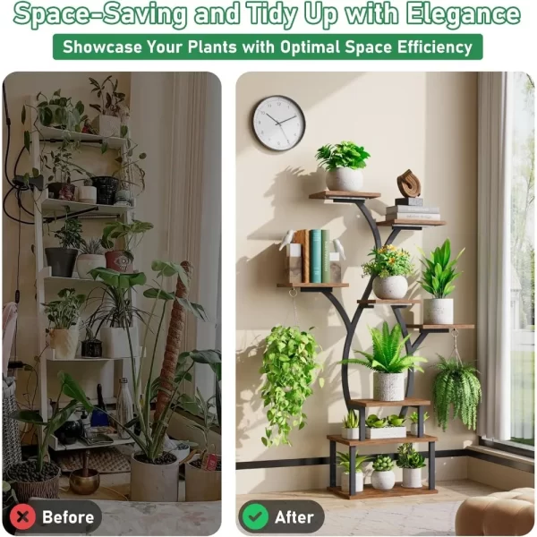 8-Tier Indoor Metal Plant Stand with Grow Light for Multiple Plants - Image 4