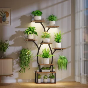 8-Tier Indoor Metal Plant Stand with Grow Light for Multiple Plants - Image 5