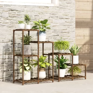 Bamworld Outdoor Indoor Black Corner Plant Stand Shelf Holder 7 Tier Stands for Living Room Plant Rack Multiple Plants Patio Bal - Image 4