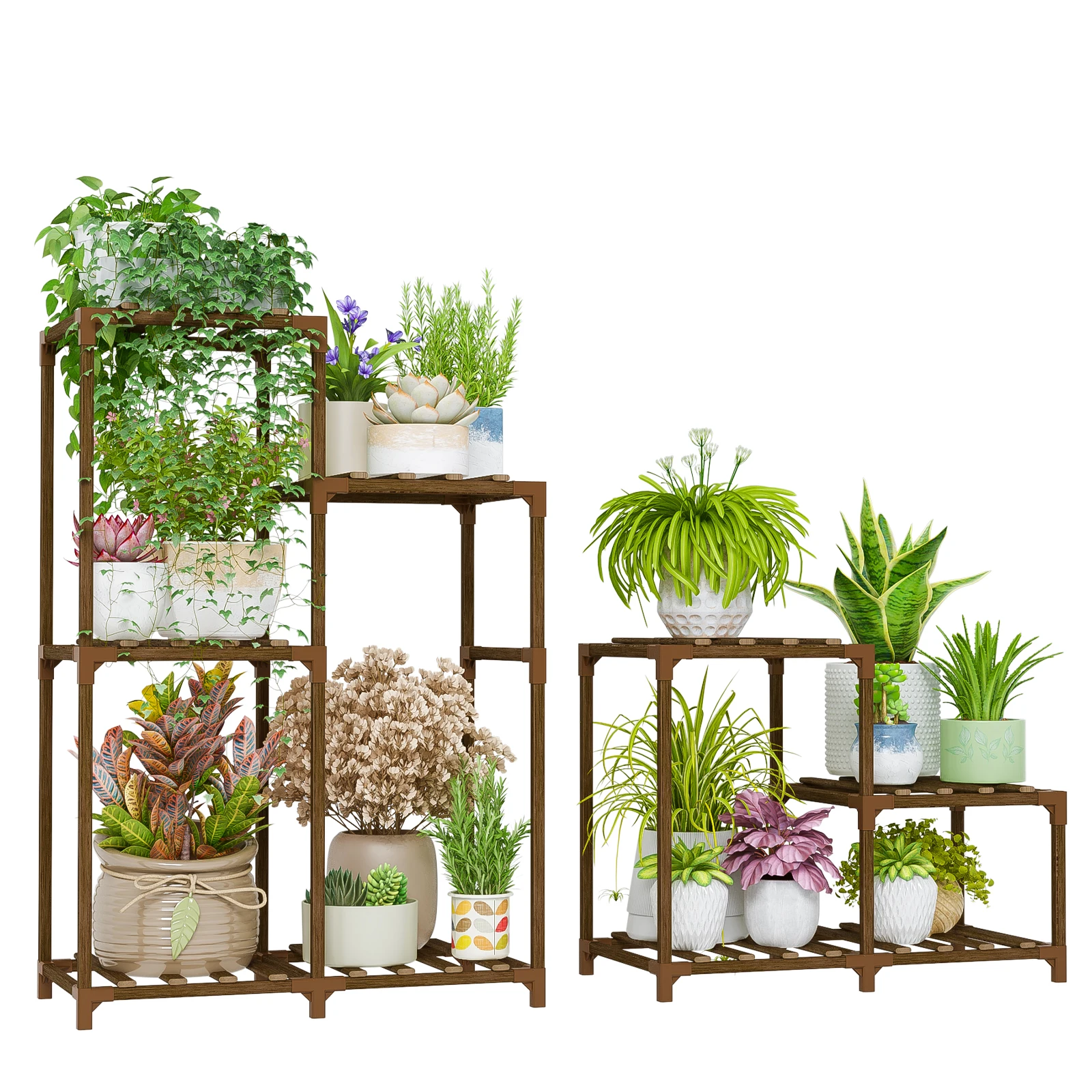 Bamworld Outdoor Indoor Black Corner Plant Stand Shelf Holder 7 Tier Stands for Living Room Plant Rack Multiple Plants Patio Bal - Image 1