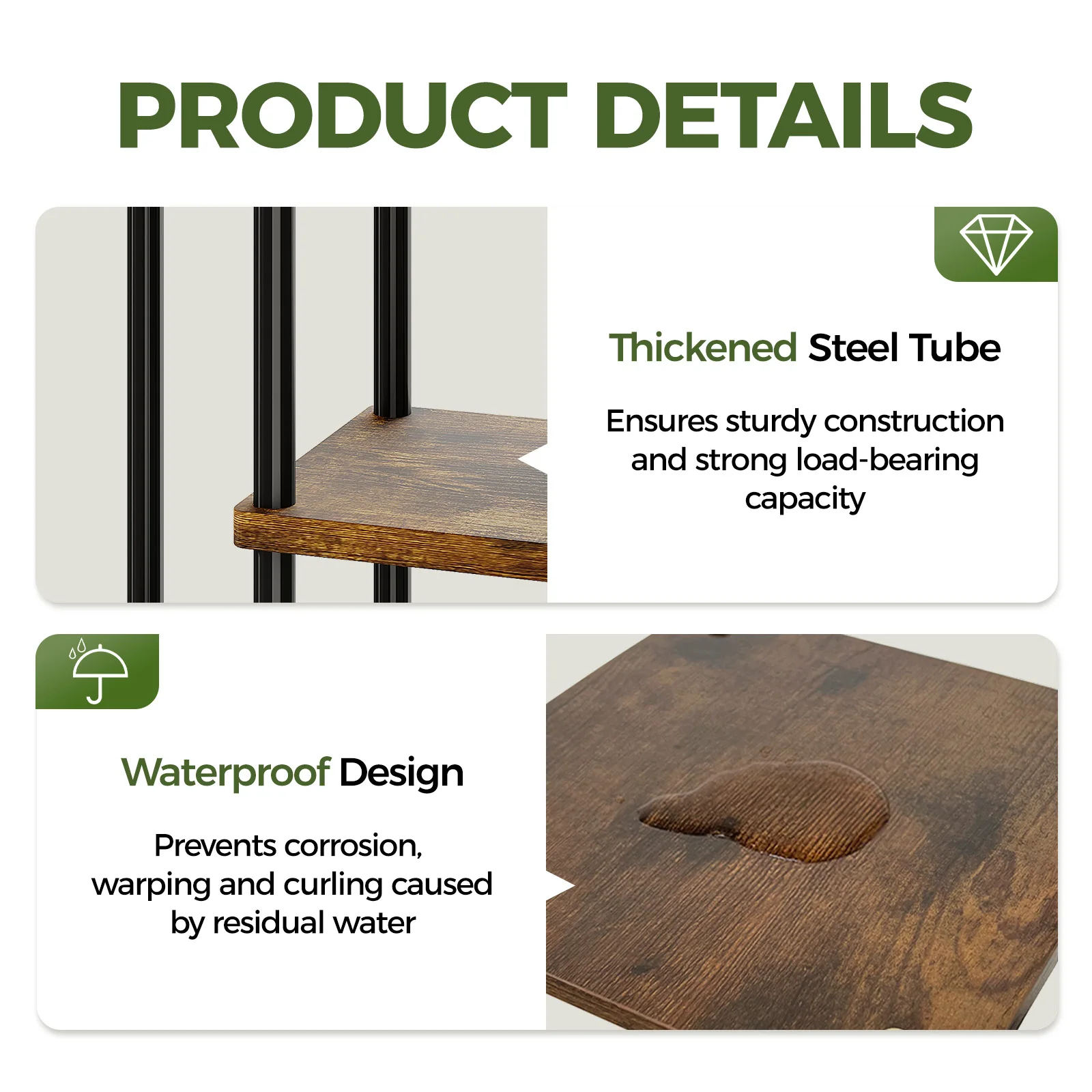 Brown Bamworld 5 Tier Metal Plant Stand Indoor Corner Shelf For Multiple Plants Tiered Flower Pot Holder Patio Garden Balcony - Image 4