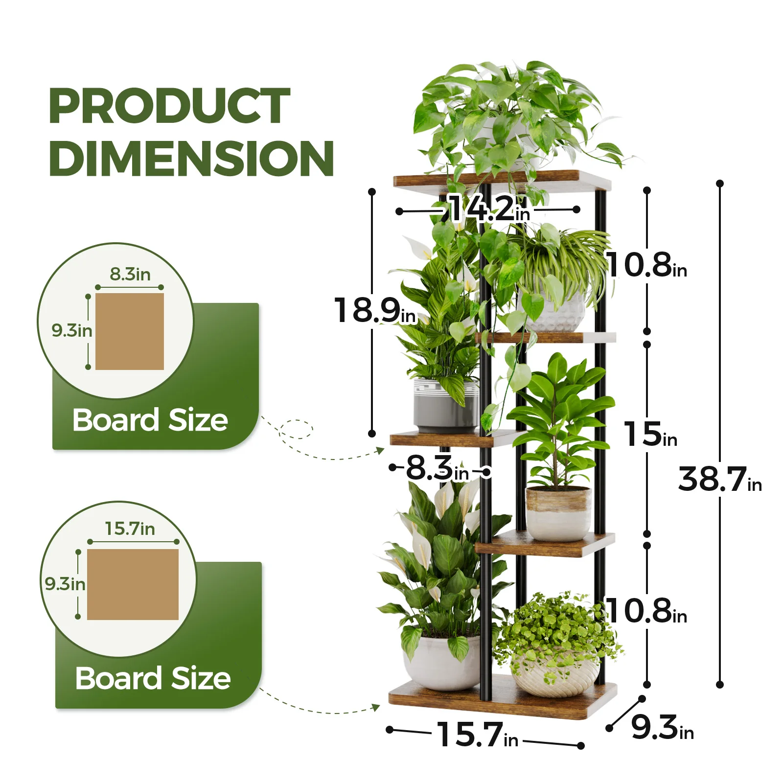 Brown Bamworld 5 Tier Metal Plant Stand Indoor Corner Shelf For Multiple Plants Tiered Flower Pot Holder Patio Garden Balcony - Image 5