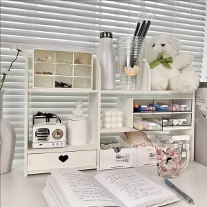 Double-Layer Desktop Organizer Rack Stationery Office Desk Accessories Storage Desktop Cosmetics Organizers Storage Shelf - Image 2