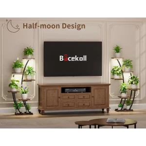 Indoor Plant Stands with Dual Lighting, Two-Piece Indoor Plant Shelves, Corner Plant Stands for Home Plants, Six-Tier Plant and - Image 4
