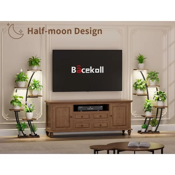 Indoor Plant Stands with Dual Lighting, Two-Piece Indoor Plant Shelves, Corner Plant Stands for Home Plants, Six-Tier Plant and - Image 4