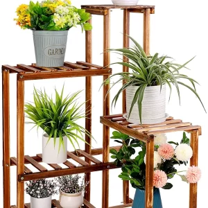 Plant Corner Stand 6 Tier Wood Shelf Indoor Outdoor Garden Patio Displaying Shelves Rack for Flowers Succulents Planter Pots - Image 7