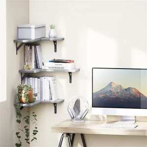 Rustic Paulownia Wood Wall Shelves for Bedroom Living Room Kitchen Laundry Room Floating Corner Shelf for Storage Decoration - Image 4