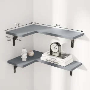 Rustic Paulownia Wood Wall Shelves for Bedroom Living Room Kitchen Laundry Room Floating Corner Shelf for Storage Decoration - Image 5