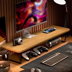 Wooden Monitor Lifting Rack Base Support Cushion Rack Computer Heightening Bracket Office Multifuncte Desktop Storage Rack - Image 1