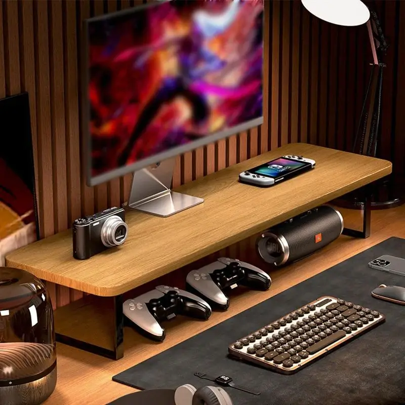 Wooden Monitor Lifting Rack Base Support Cushion Rack Computer Heightening Bracket Office Multifuncte Desktop Storage Rack - Image 1