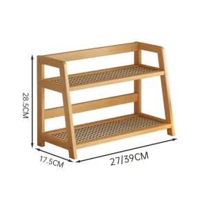 Wooden Storage Shelf for Kitchen Rattan Desktop Organizer Display Rack Spice Rack for Countertop Makeup Organizer - Image 4
